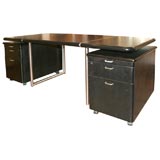 Black Desk/Dining Table With Two File Cabinets