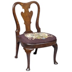 Antique English Period Queen Anne Walnut Side Chair