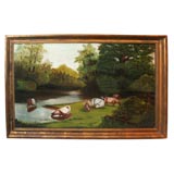 American Cows grazing  landscape painting