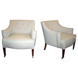 Pair Mid Century Button Back Chairs