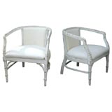 Pair Faux Bamboo Arm Chairs