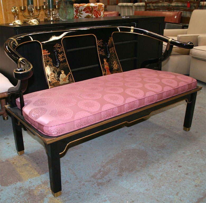 Black Laquer Chinoiserie Bench