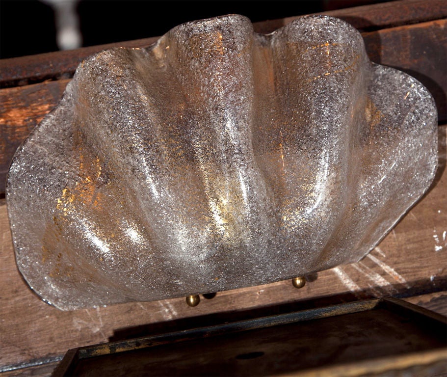 Pair of Venetian Murano Glass Clam Shell Sconces 3