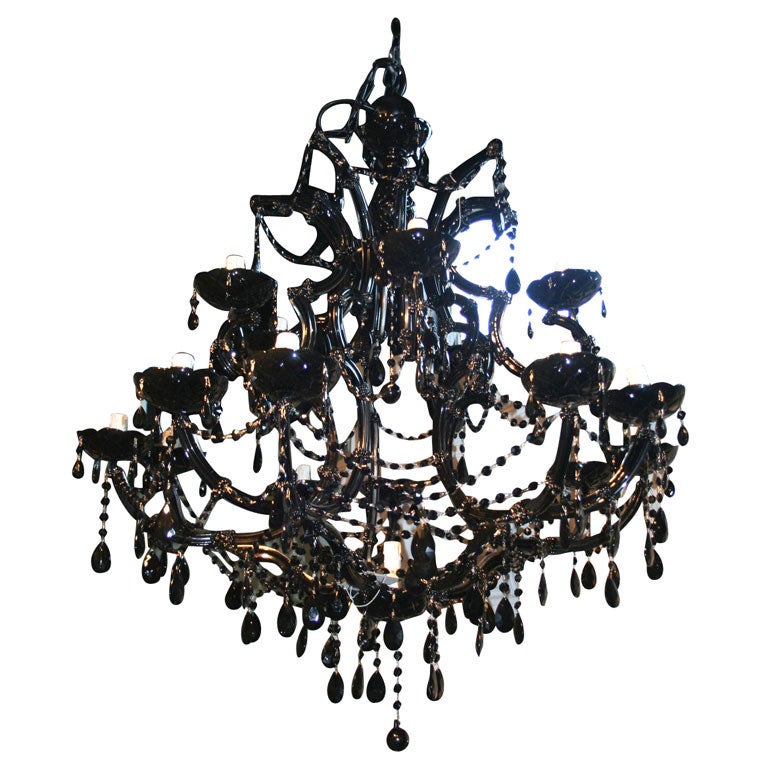 Italian Black Crystal Marie Therese style Chandelier