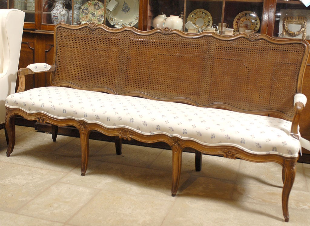 FRENCH PROVENCIAL LOUIS XV STYLE CANE BACK SETTEE