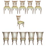 Antique Set of 8 Neoclassic design silvered chairs