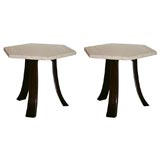 Pair of Harvey Probber Hexagonal Travertine Topped Side Tables.
