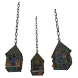 Vintage Stained Glass and Metal Lanterns