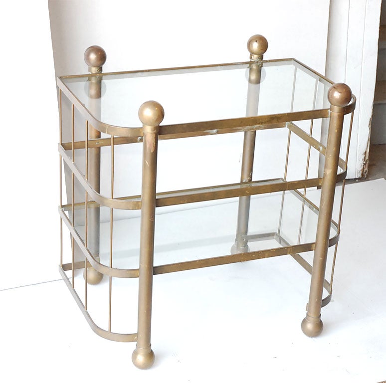 Unusual Continental Bronze and Glass Three Tiered Table