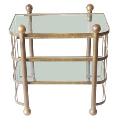 Vintage Unusual Continental Bronze and Glass Three Tiered Table