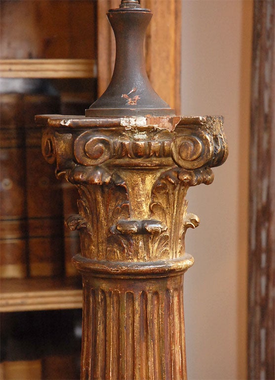 Early 19th Century Tall Giltwood Column as Lamp 4