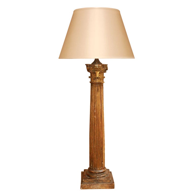 Early 19th Century Tall Giltwood Column as Lamp