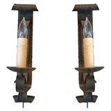 Pair of Hand Forged Iron Sconces Pair of Hand Forged Iron Sconces