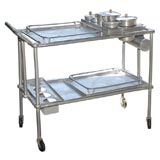c. 1940 Solid Aluminum Tea Cart with Everything