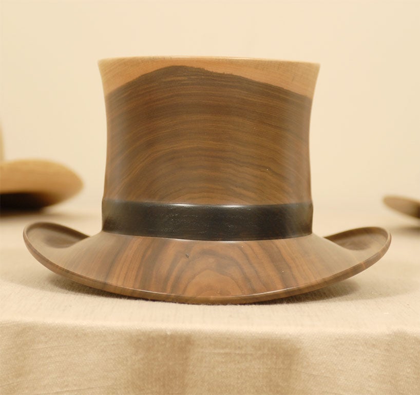 American Set of Three Life-Sized Turned Wood Hats by Chris Ramsey