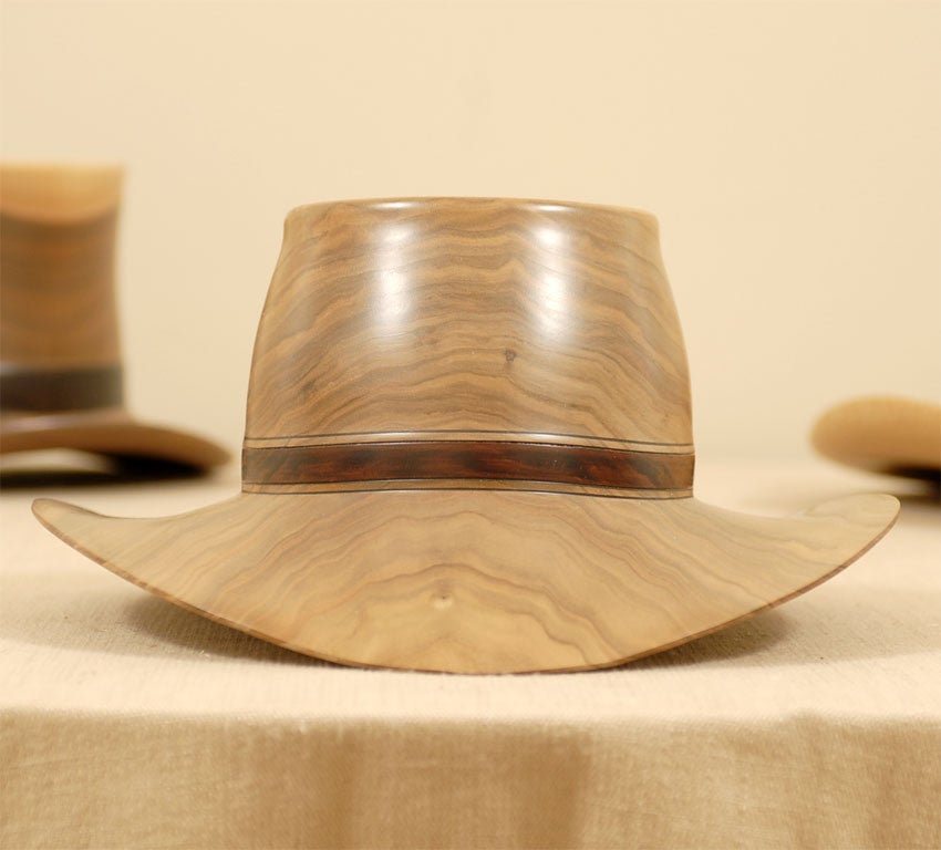 Set of Three Life-Sized Turned Wood Hats by Chris Ramsey 2