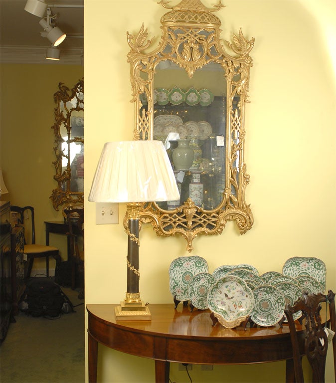 Pair of 19th Century Bronze & Gilt Column Lamps