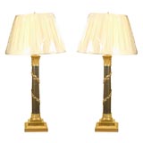 Antique Pair of 19th Century Bronze & Gilt Column Lamps
