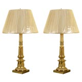 Antique Pair of French 19th Century Gilt Bronze Lamps