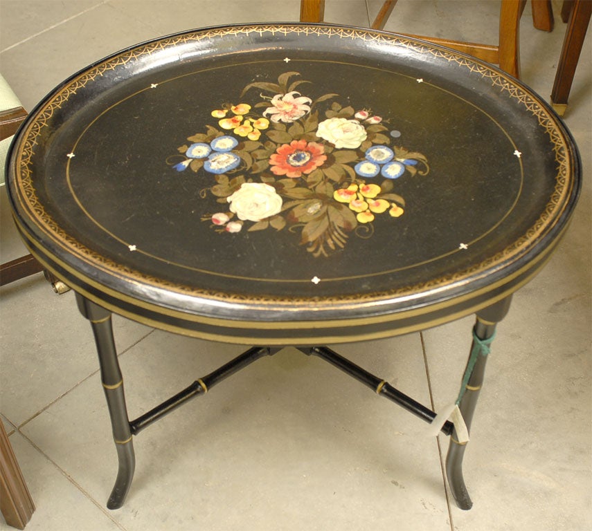 English Painted Paper Mache Tray Table