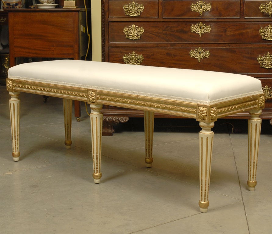 Asian A giltwood Reproduction Louis XVI Style Bench