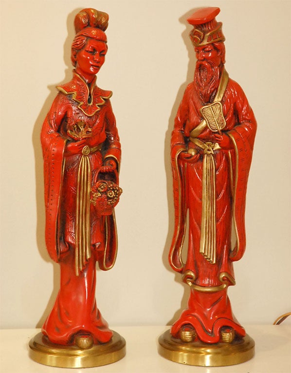 Pair of  large Universal Statuary Chinoise Figurines