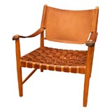 Danish Modern Leather Arm  Chair by Peter Hvidt