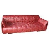 Pair of DeSede Red Leather Sofas