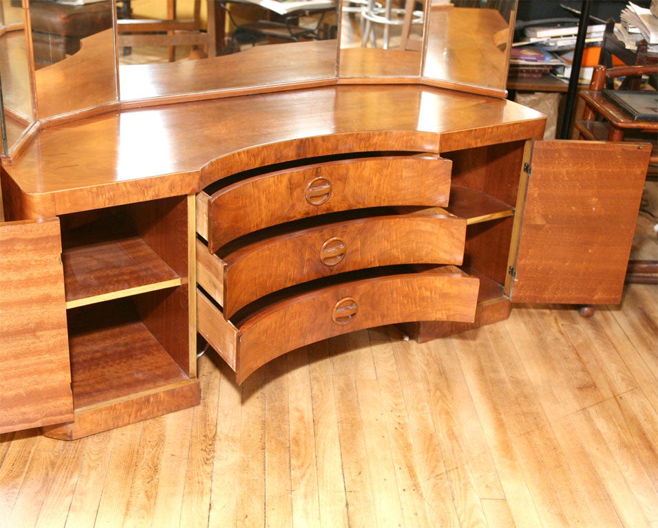 Burl Veneer Vanity with 5 Part Mirror. 2