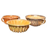 Antique Three YellowWare and Redware Bunt Molds