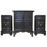 Official's Robe Chest and Pair of Cabinets with Cabriole Legs