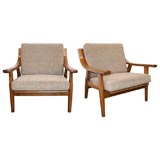 Pair of Beech Loungechairs by Hans Wegner (model GE530)