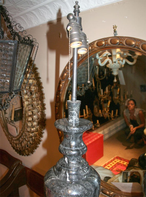 Pair of Italian Black Marble Lamps For Sale 1