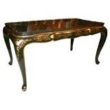 Black lacquered scalloped tray on stand