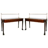 Pair of Regency Mahogany Consoles with Paw Feet.