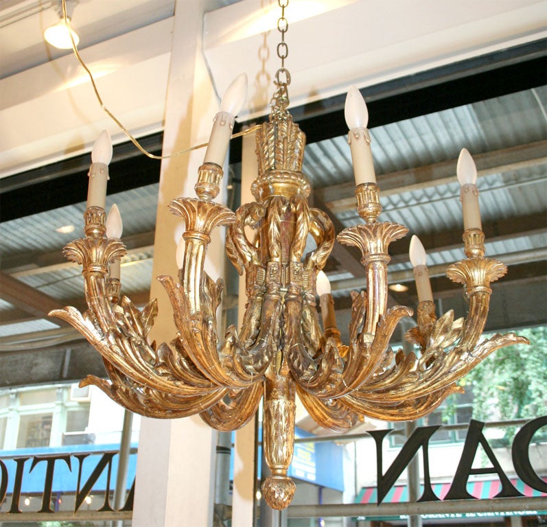 An XVIIIth Century gilt wood chandelier