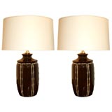 A pair of ceramic lamps