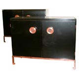 Pair of black lacquered commodes