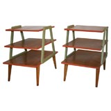 Pair of Modernist Three Tier Side Tables