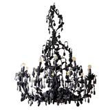 Italian Tole  and Crystal Chandelier Dipped in Black