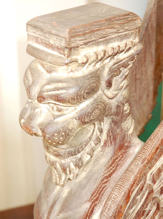 Large Italian Carved Griffin Lamp 2