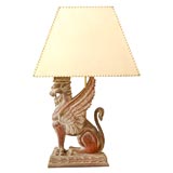 Large Italian Carved Griffin Lamp