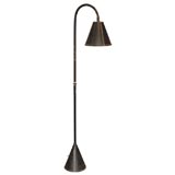 Vintage Leather covered floor lamp, in the style of Jacques Adnet