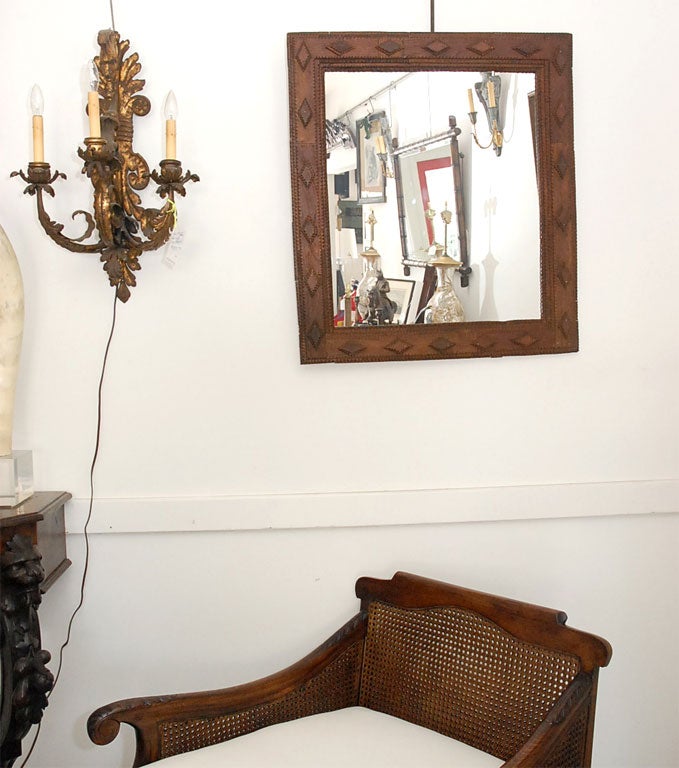 Tramp Art Frame with Mirror