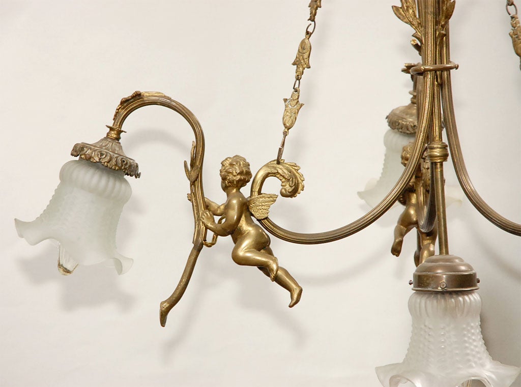 French Elegant Chandelier with Cherubic Figures For Sale