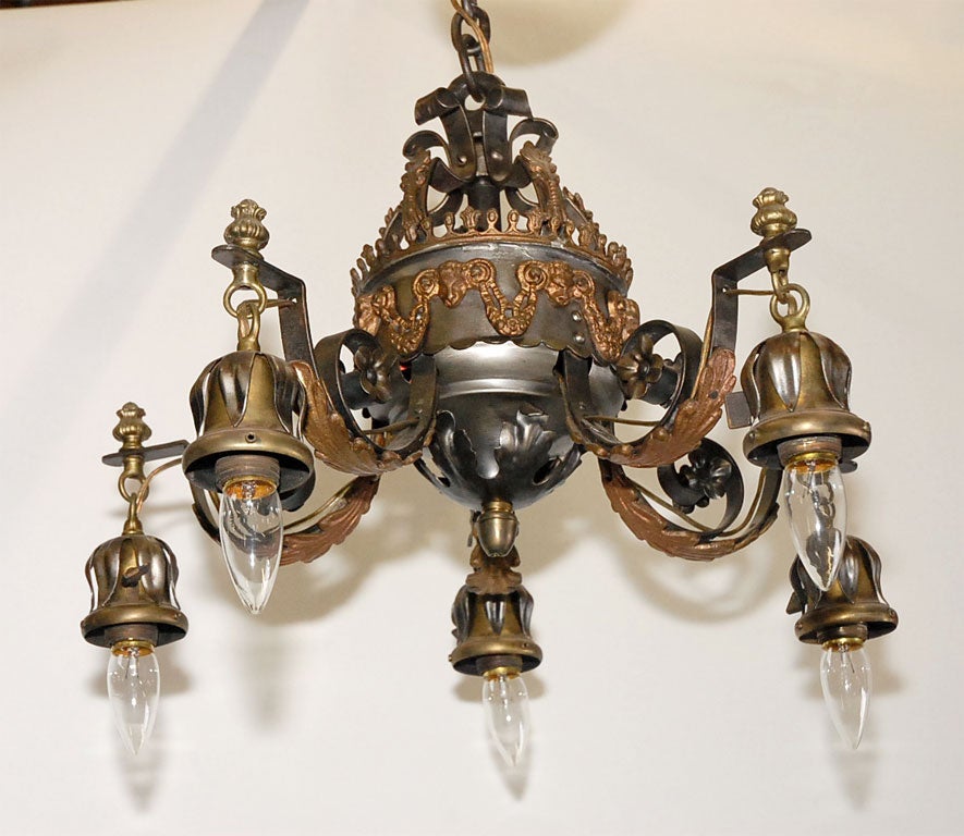 Wrought Iron Chandelier with Ram Heads