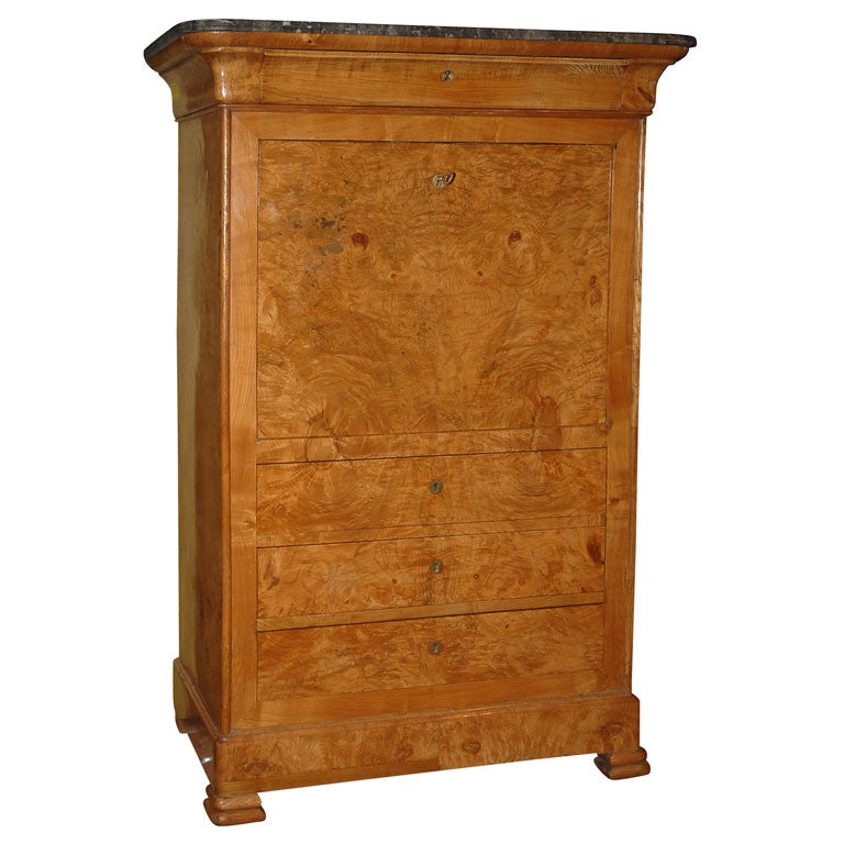 Louis Philippe Walnut Marble Top Desk (reference # PAR64) For Sale
