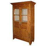Antique French Country Pine Glass Front Cupboard (reference # PAR65)