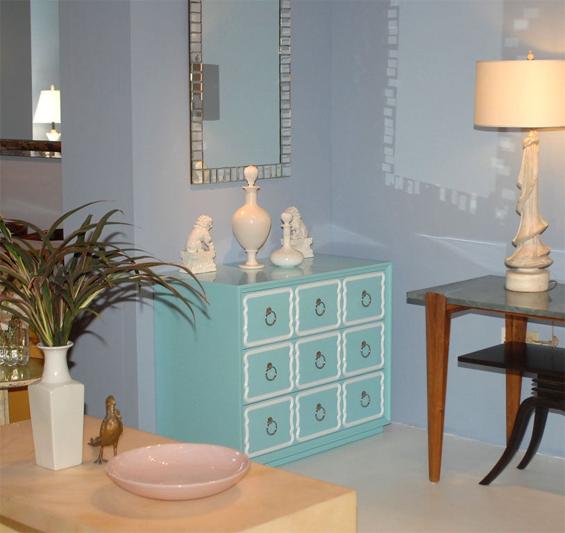 Dorothy Draper Tiffany Blue Lacquer Chest