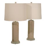 Pair of Leather & Lucite Lamps